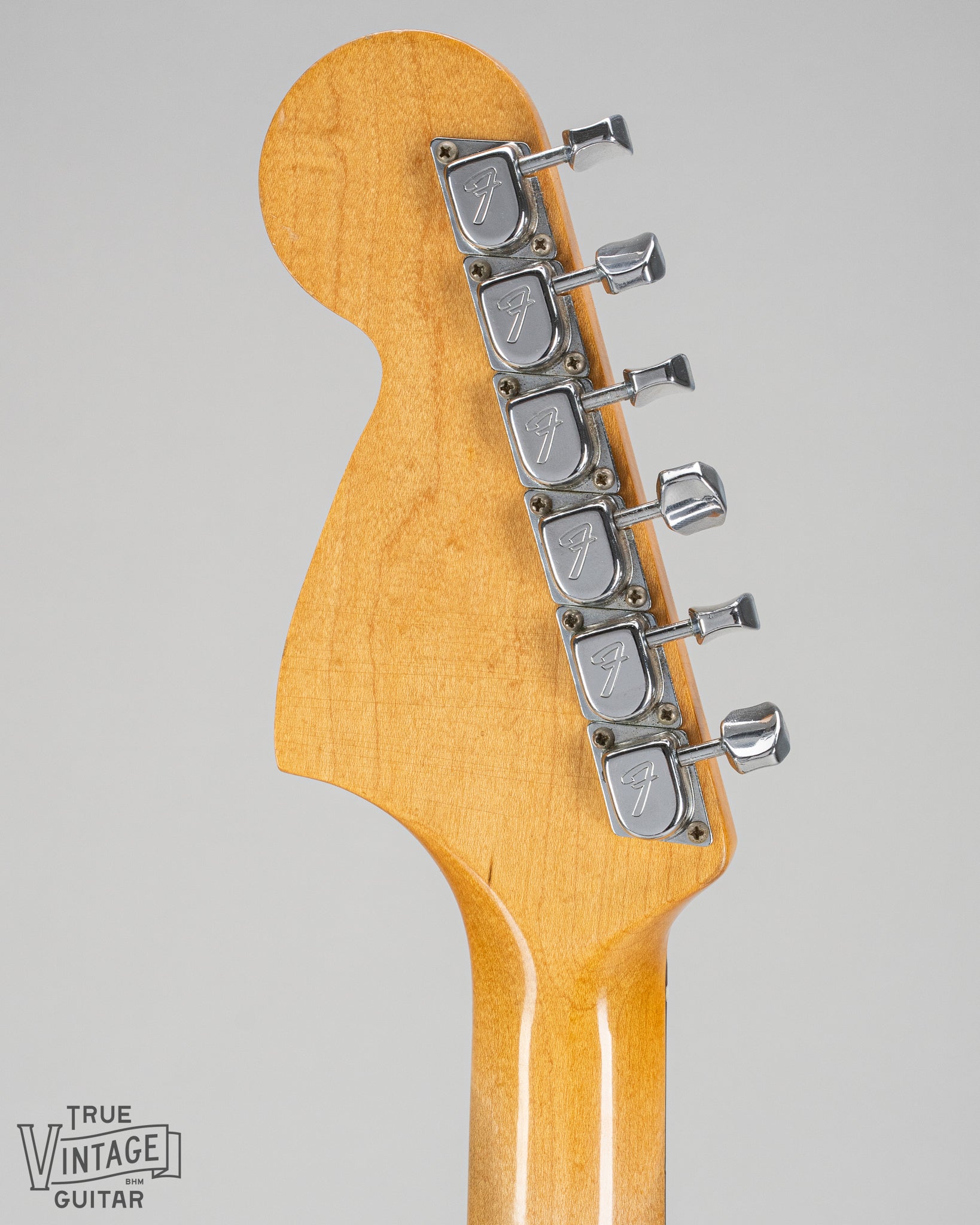 1967 fender Stratocaster Sunburst guitar back of the headstock and tuners