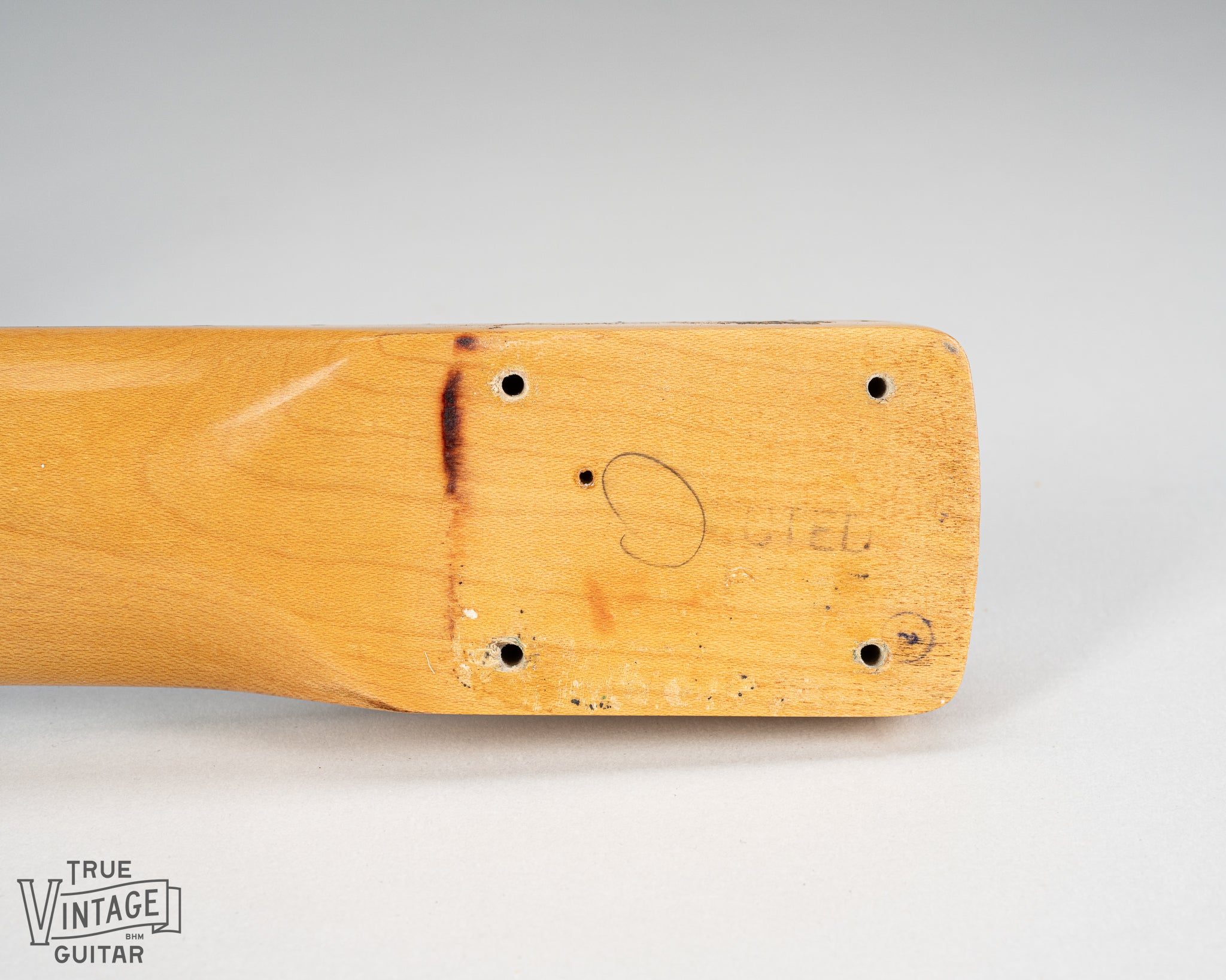 1967 fender Stratocaster Sunburst guitar neck heel original screw holes