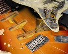 1970 Fender Stratocaster sunburst over white guitar interior cavities, wiring, electronics