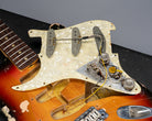 1970 Fender Stratocaster sunburst over white guitar interior cavities, wiring, electronics, pickups