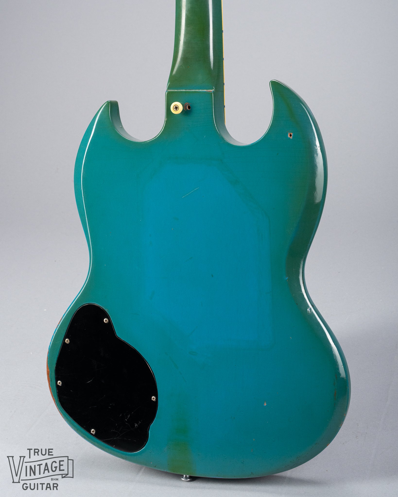 Vintage 1971 Gibson SG Standard body in custom color blue turquoise finish with stereo varitone switch