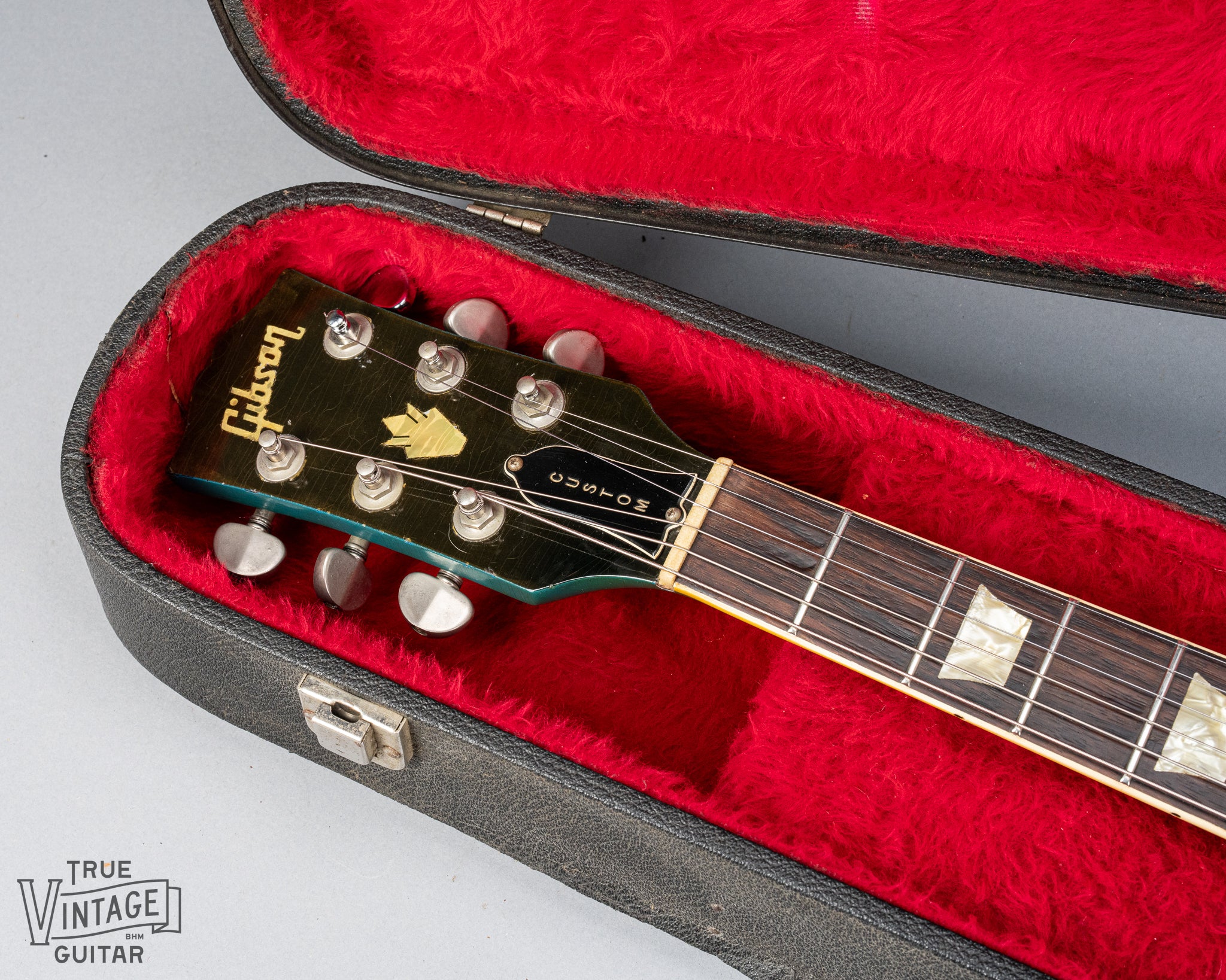 1971 Gibson SG Standard Custom Blue headstock in original red lined case.