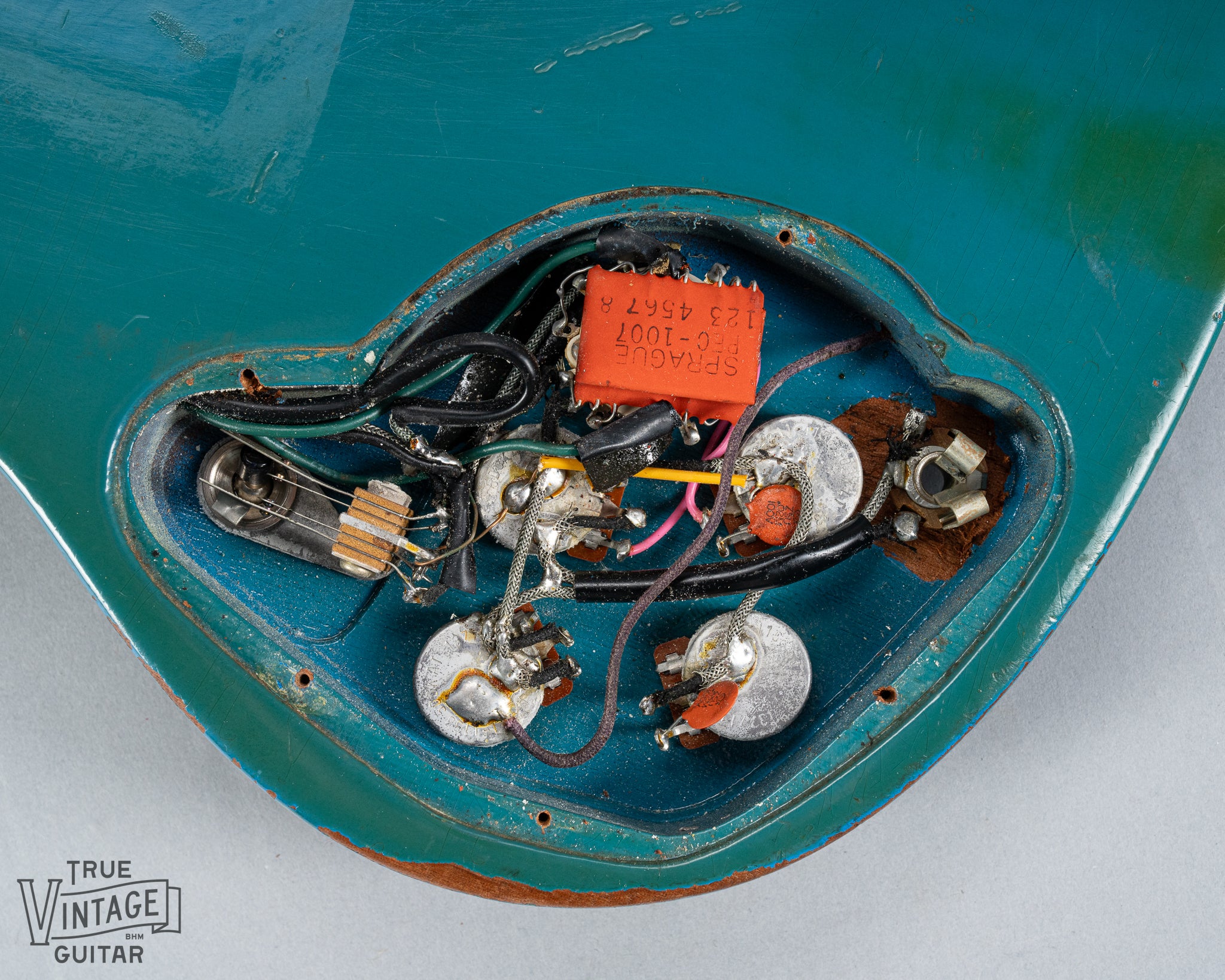 1971 Gibson SG Standard Custom Blue control cavity 