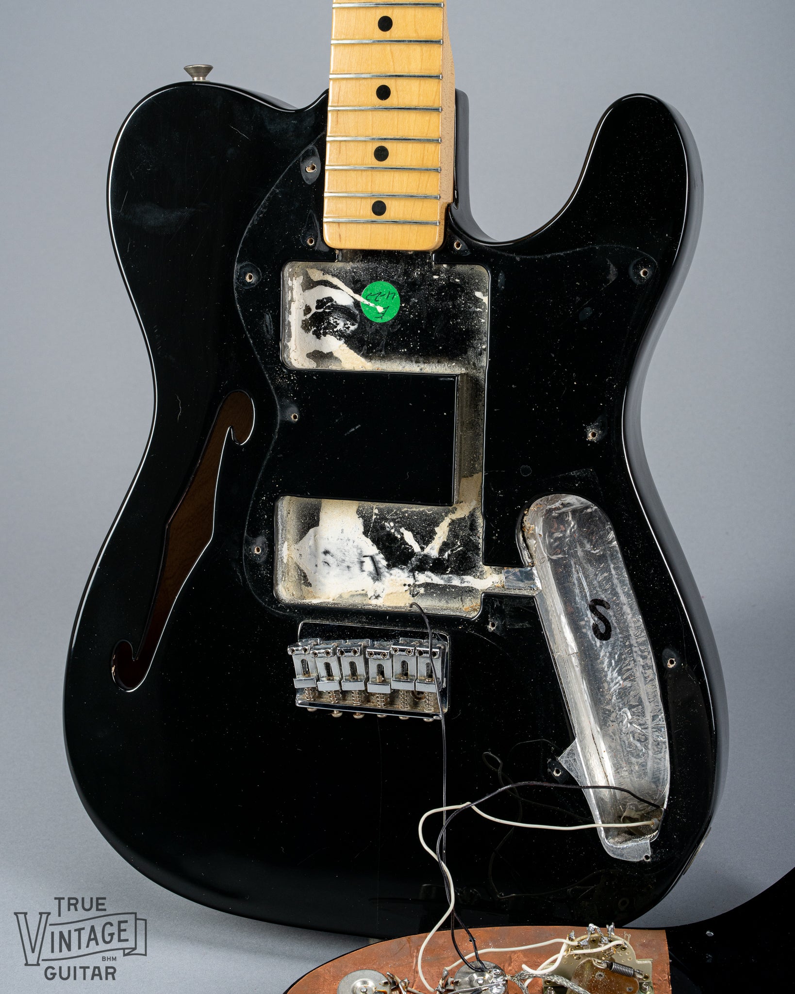 1978 Fender Telecaster Thinline Black guitar body semi hollow interior cavities 