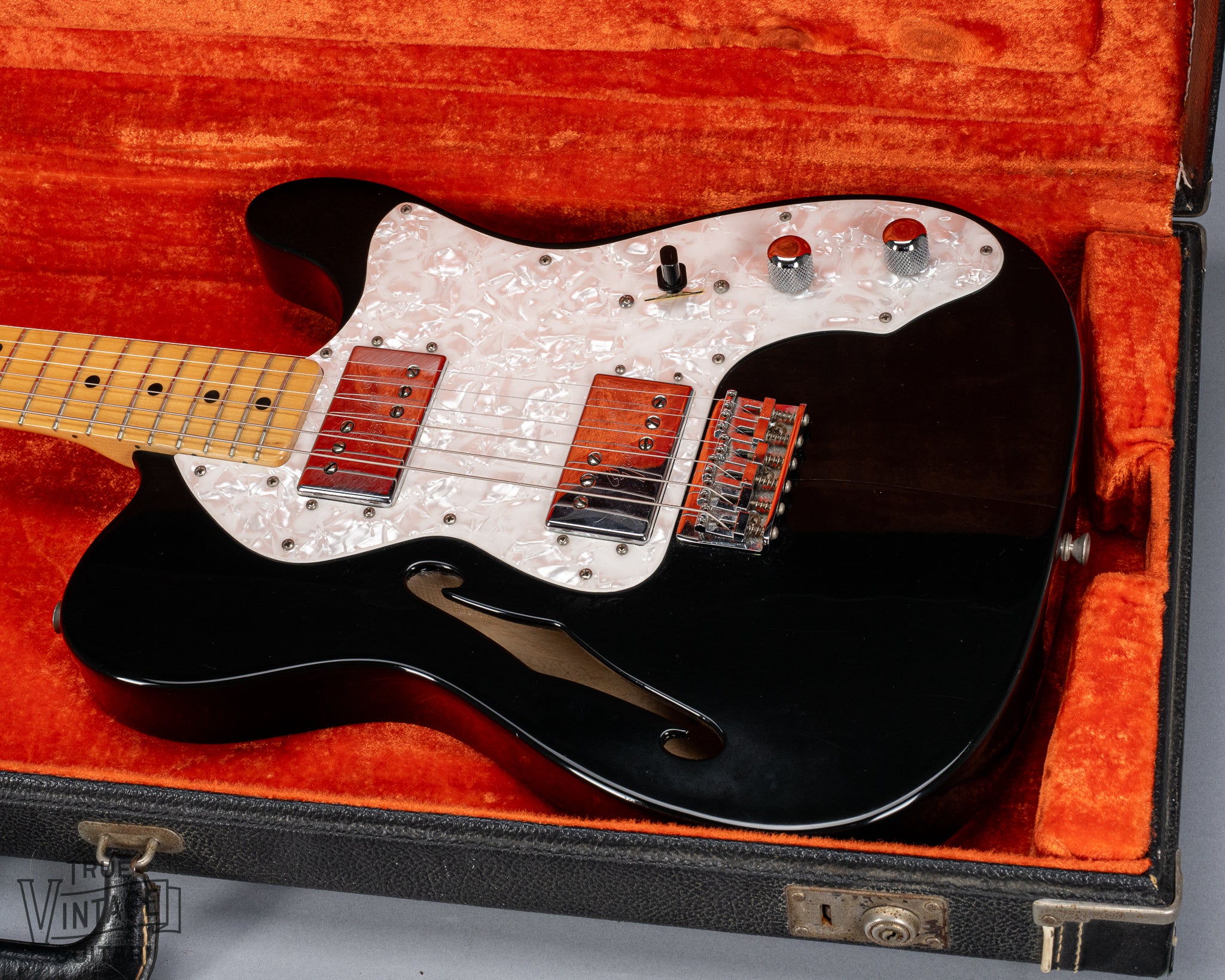 1978 Fender Telecaster Thinline Black guitar body semi hollow in original case