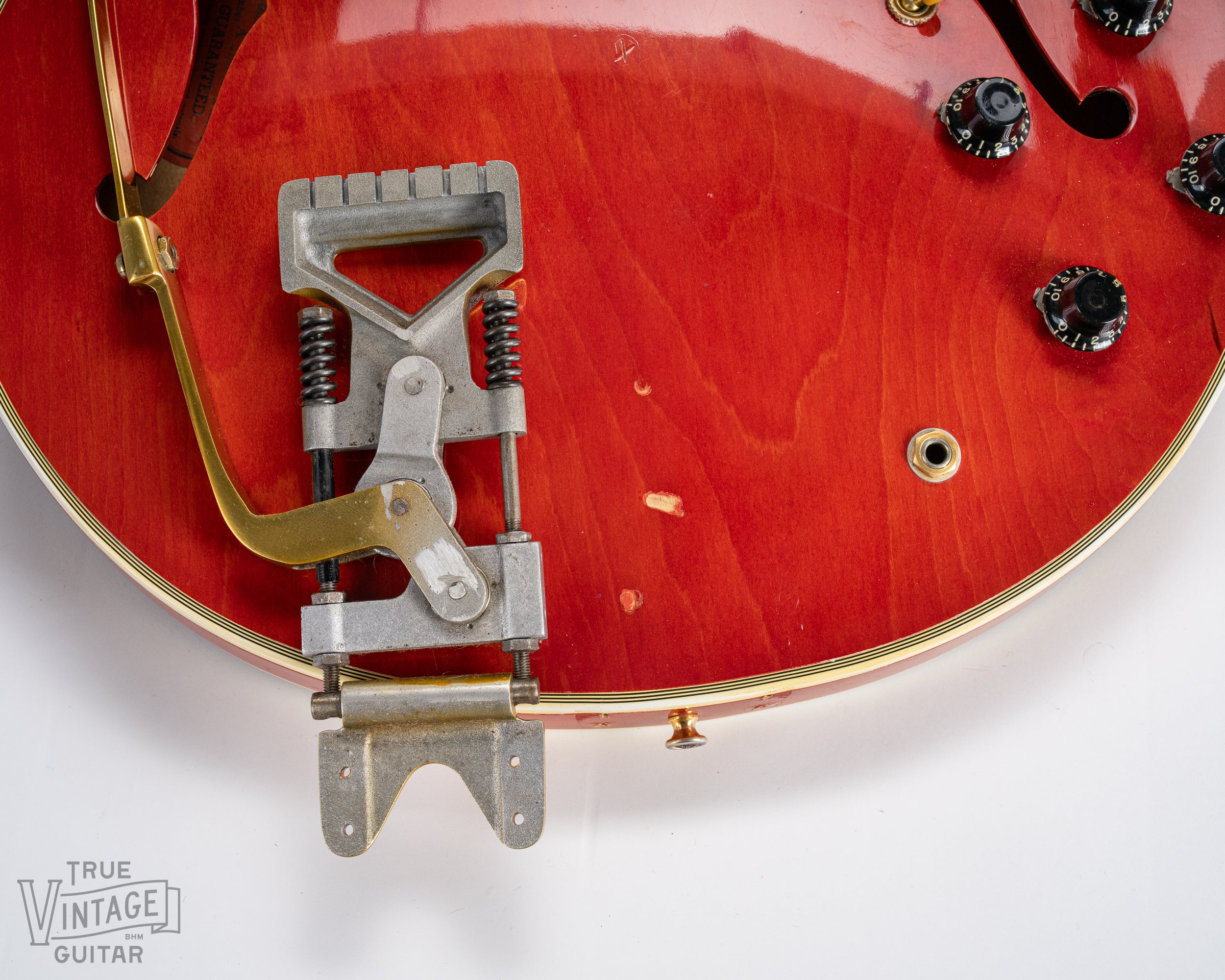 1959 Gibson ES-355 T Mono Cherry Watermelon red guitar sideways vibrola 