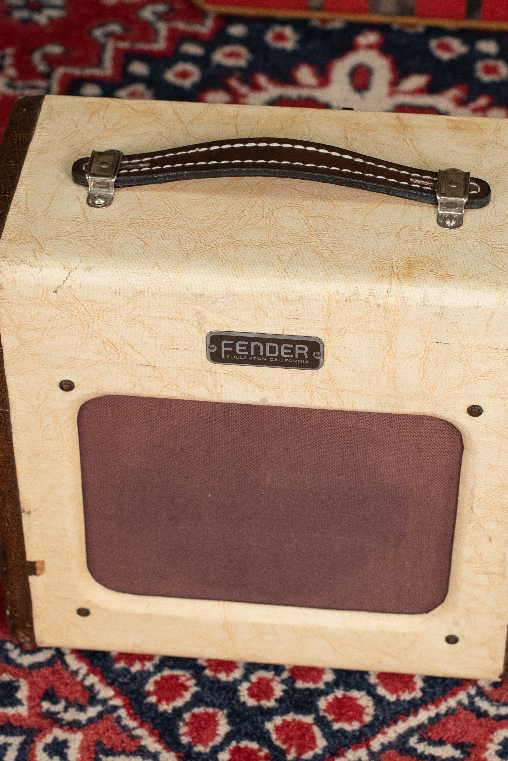 Vintage Fender guitar amplifier cream white brown