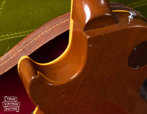 Maple cap in cutaway, short cutaway binding, Vintage 1954 Gibson Les Paul goldtop