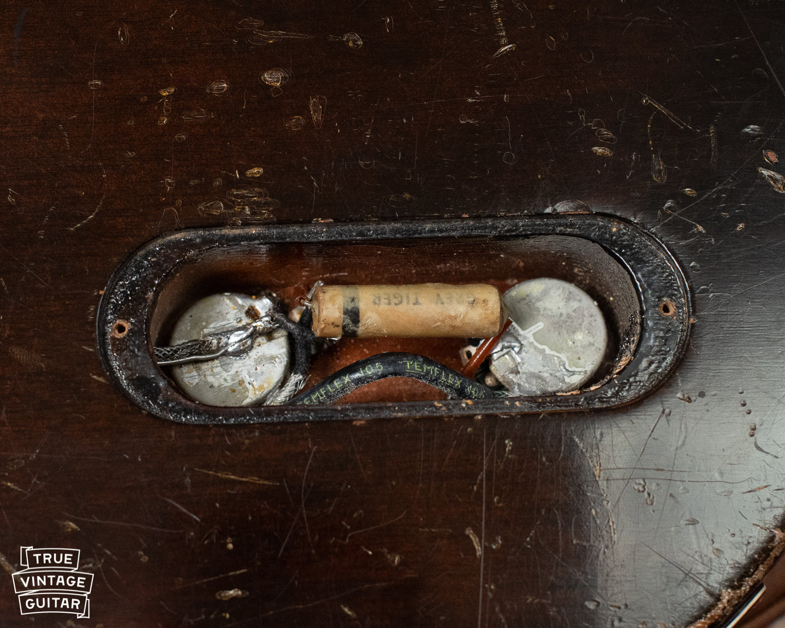 1955 Gibson Les Paul Junior control cavity grey tiger