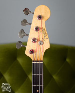 1963 Fender Precision Bass headstock, spaghetti style logo