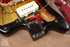 Neck pocket, nail hole, vintage 1963 Fender Jazzmaster electric guitar