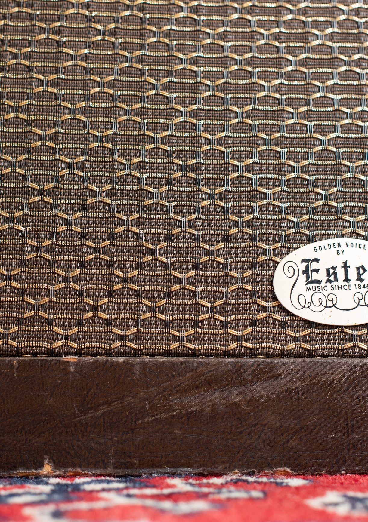 Estey badge, Vintage Magnatone Americana Custom 262B guitar amplifier
