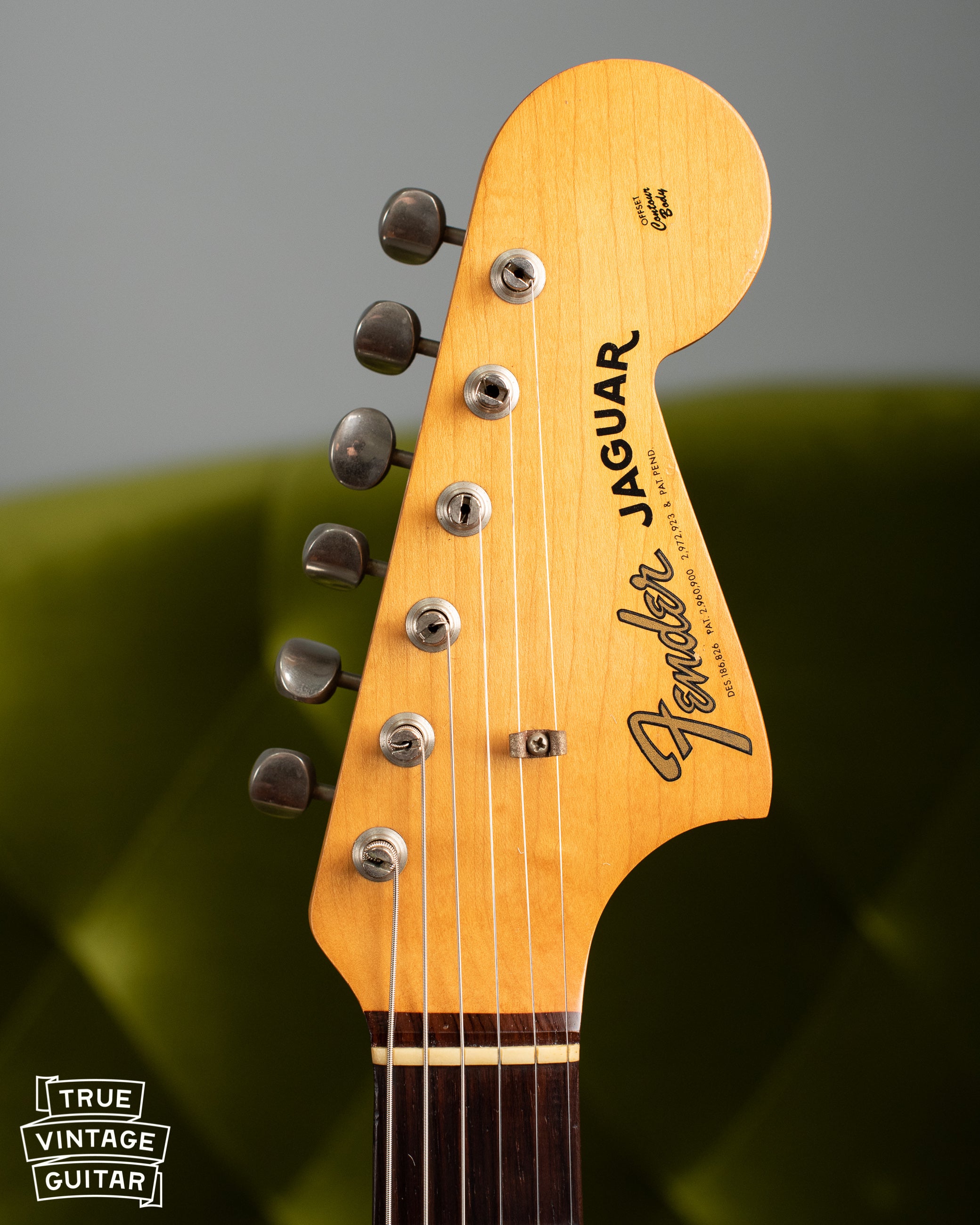 Headstock, Vintage 1963 Fender Jaguar Sunburst