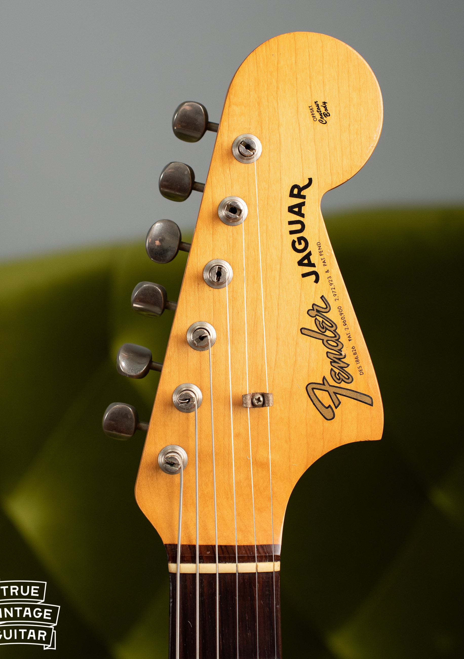 Headstock, Vintage 1963 Fender Jaguar Sunburst