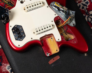 Neck pocket paint stick mark, Candy Apple Red Metallic custom color Fender Jaguar 1965
