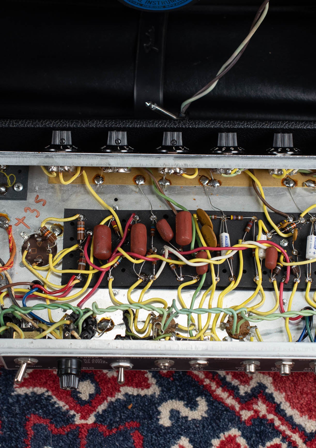 Chassis, circuit board, point to point wiring, 1970 Fender Princeton Reverb