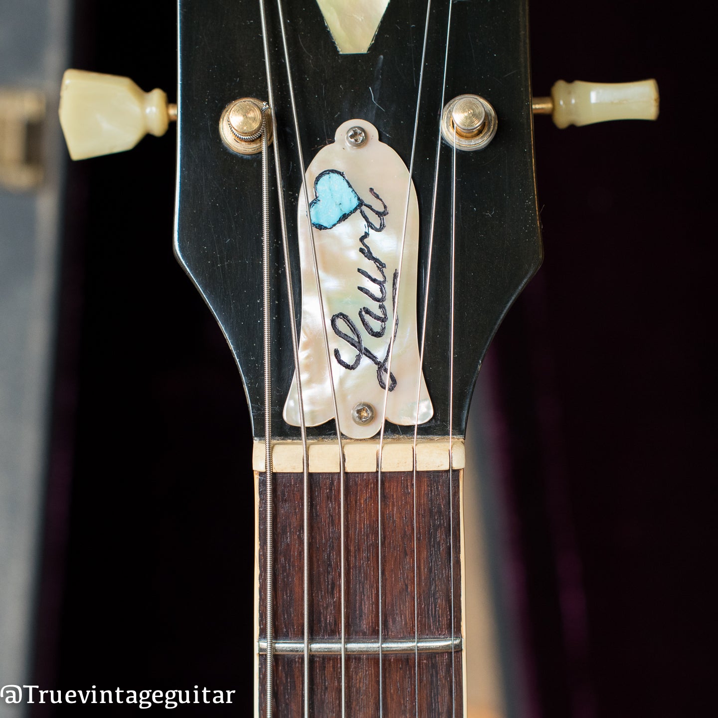 Custom abalone shell and turquoise stone truss rod cover, Vintage 1972 Gibson ES-345 Stereo Sunburst