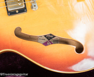 Interior label, Vintage 1972 Gibson ES-345 Stereo Sunburst