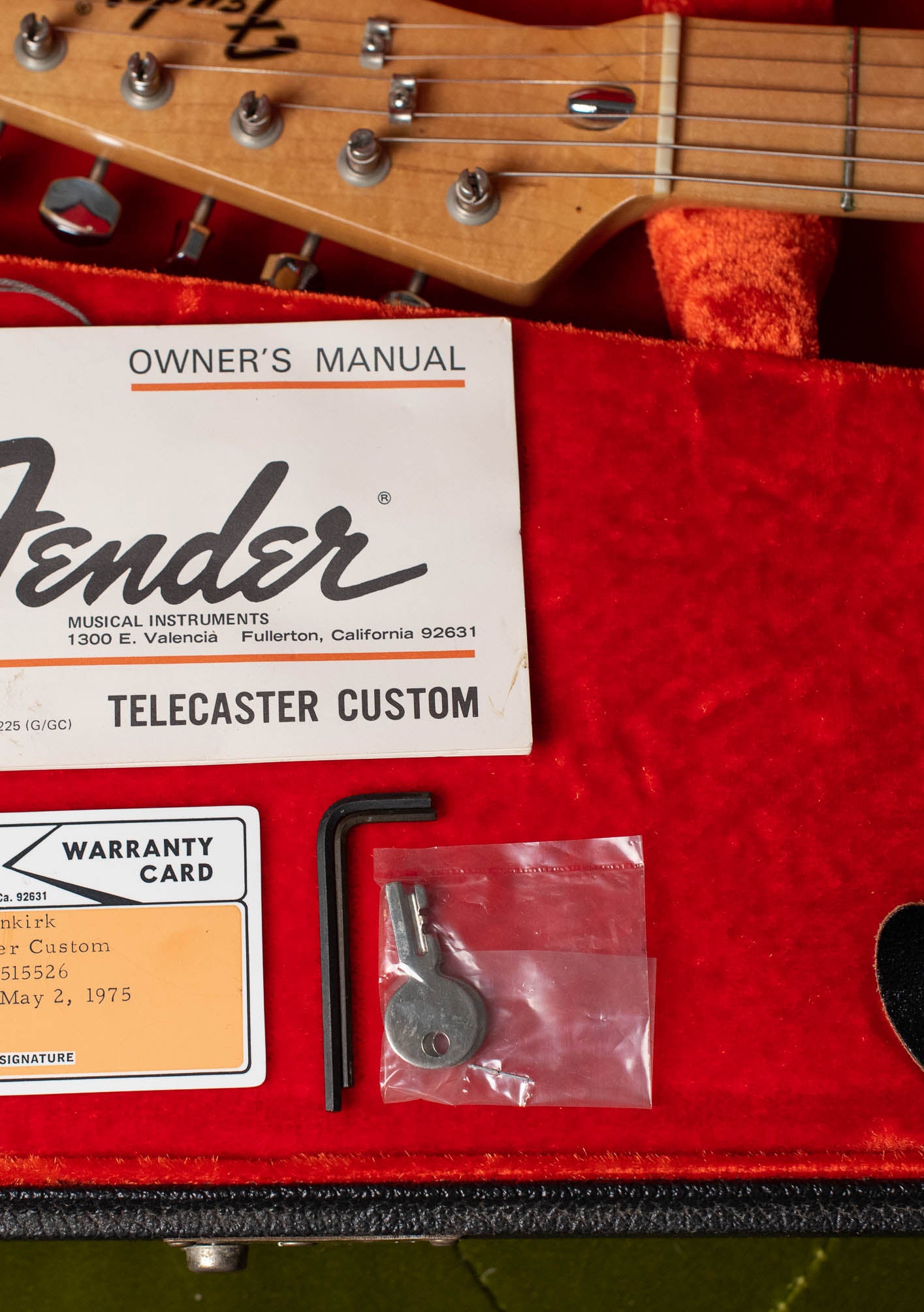 Owner's manual, hang tag, warranty card, 1973 Fender Telecaster Custom