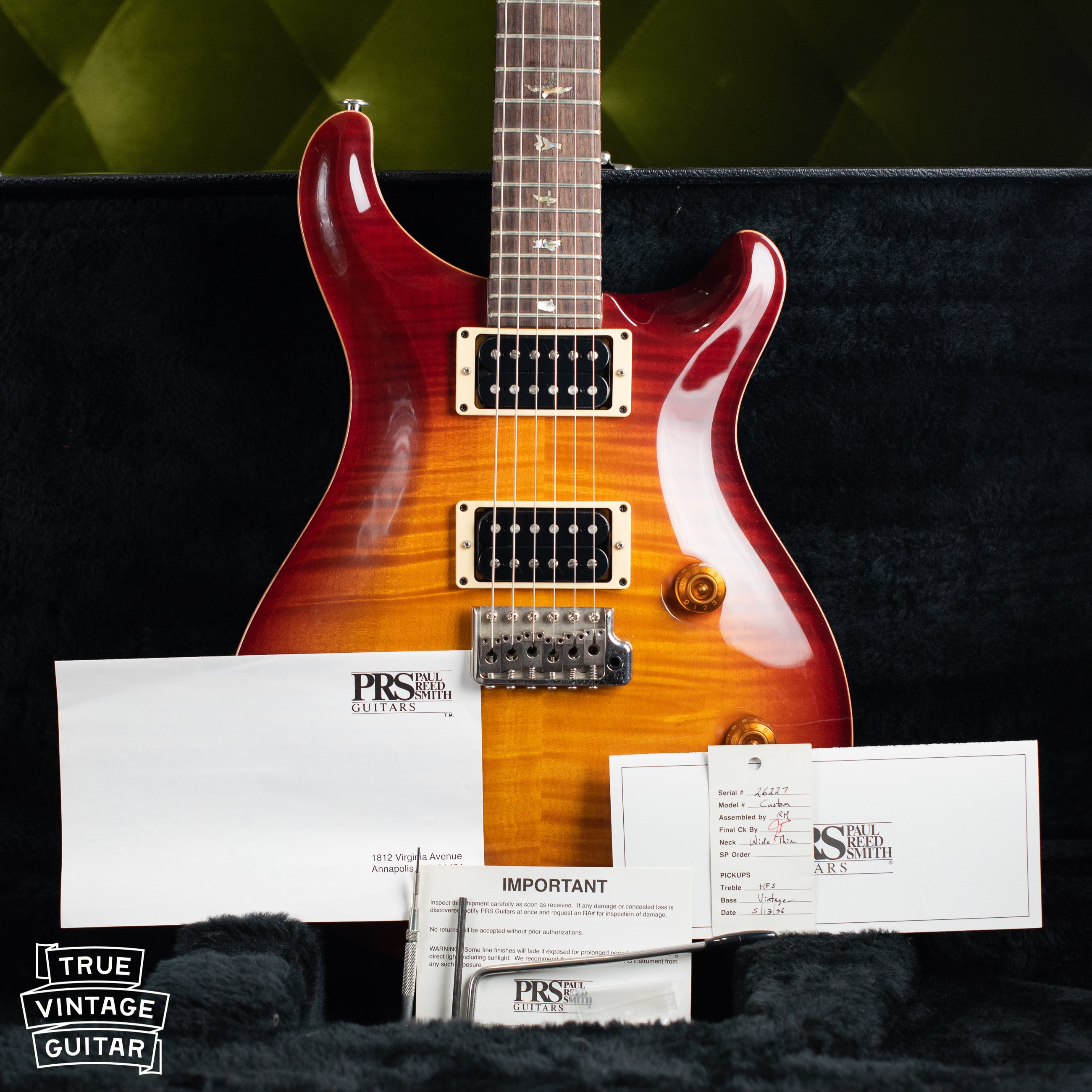 1996 Paul Reed Smith PRS Custom 24 electric guitar all paperwork
