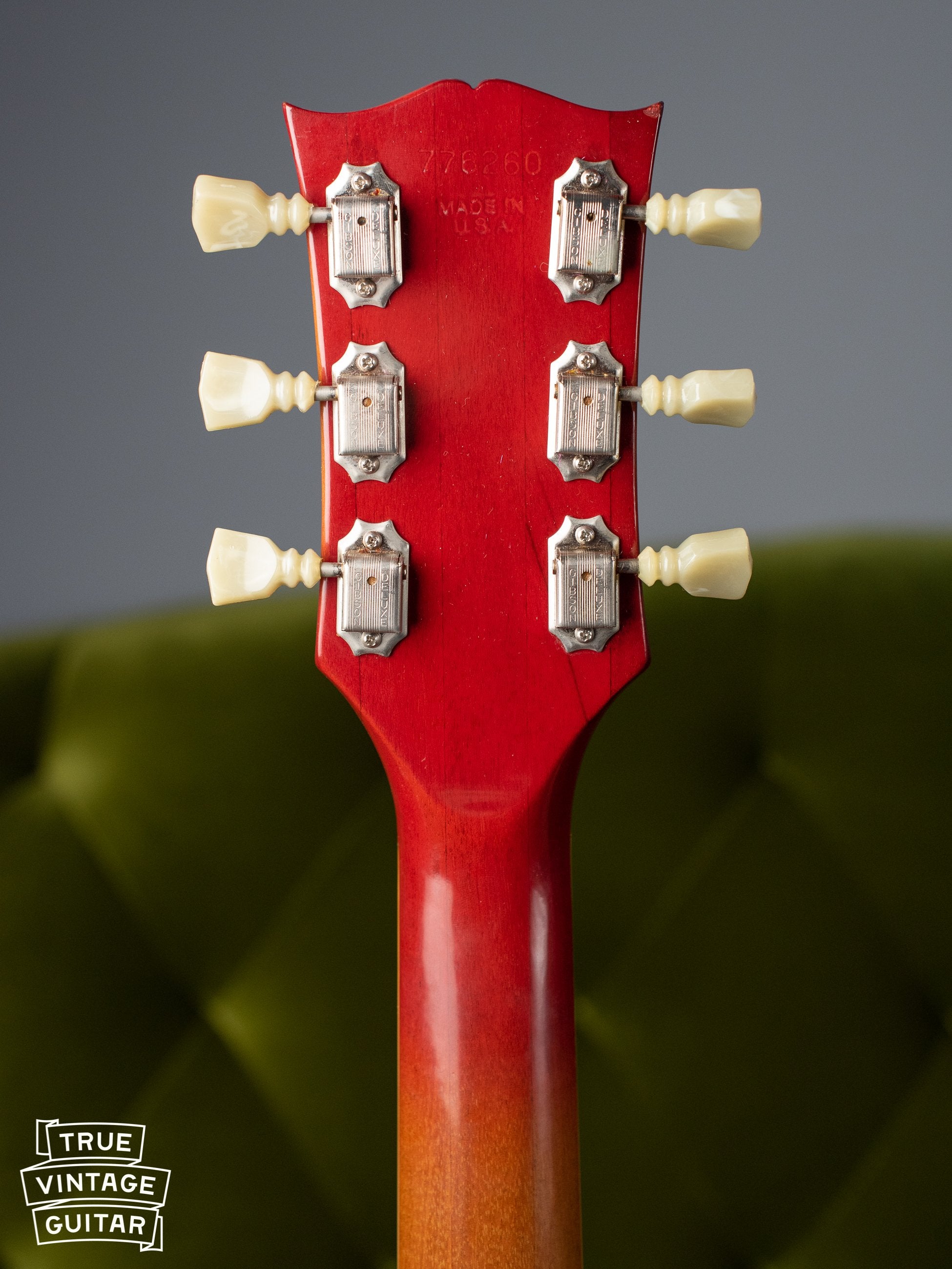 1970 Gibson Les Paul Deluxe, back of neck, tuners