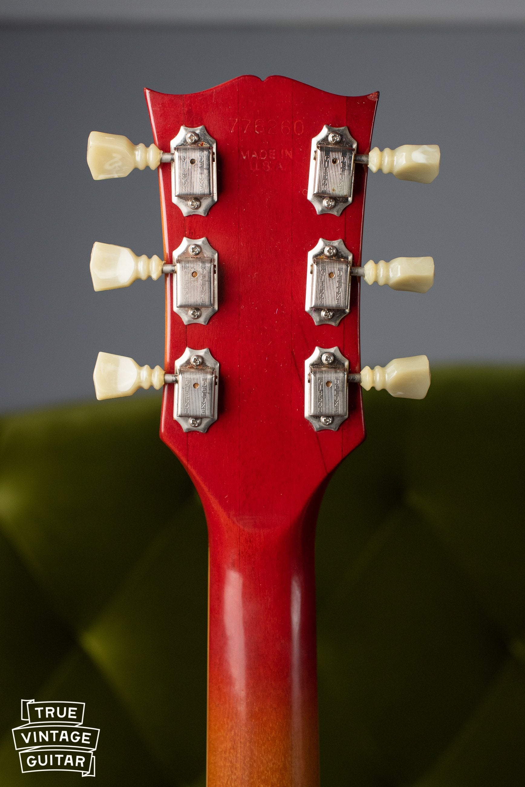 1970 Gibson Les Paul Deluxe, back of the neck, Kluson tuners