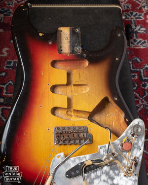 Fender Stratocaster 1963 body cavities, worm route, and neck pocket
