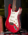 Side view showing wear on Fender Stratocaster 1964 Candy Apple Red