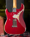 Back of body showing worn Candy Apple Red finish 
