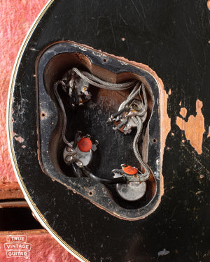 Control cavity with potentiometers and capacitor on Gibson Les Paul Custom 1960