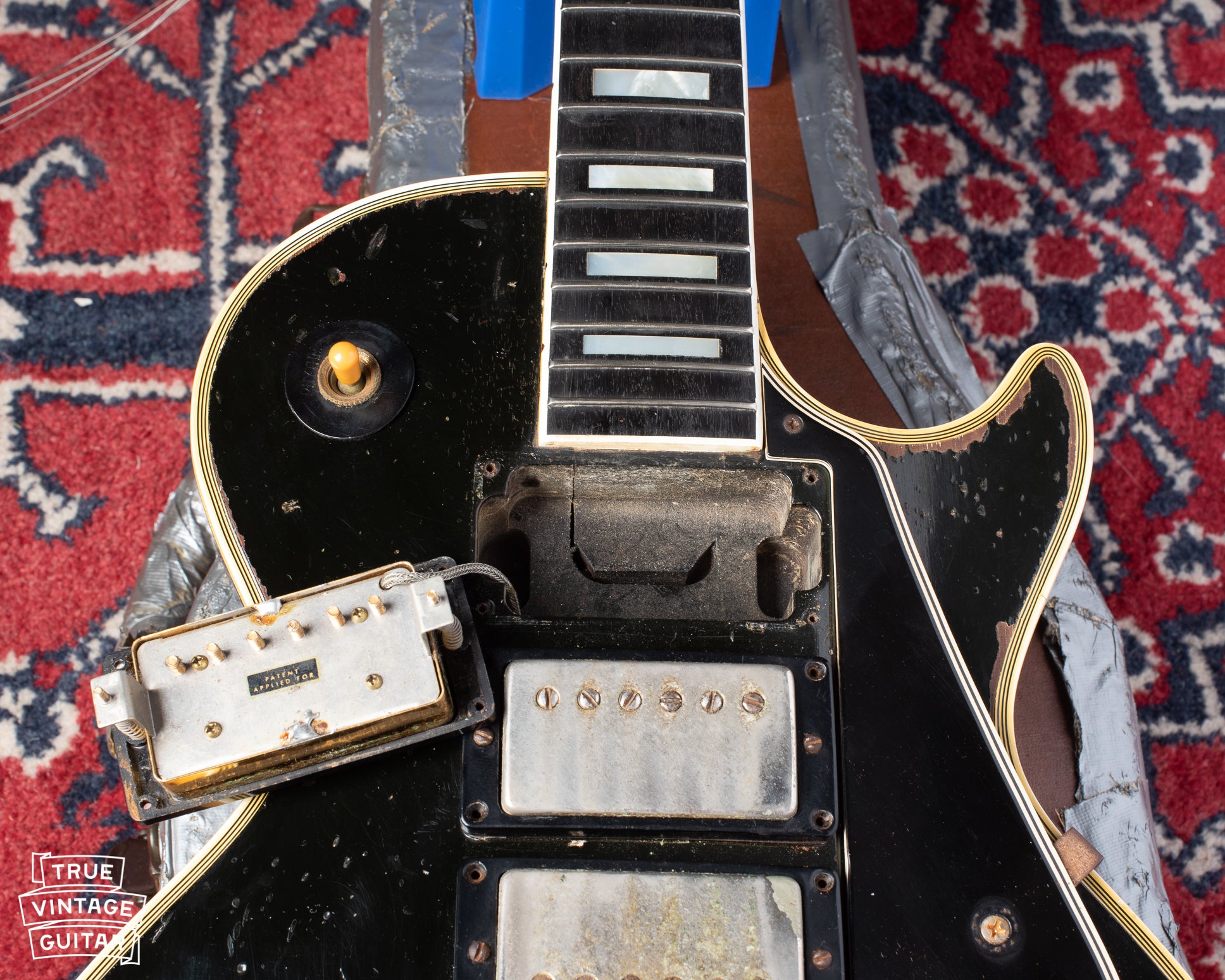 Neck tenon and neck pickup cavity of Gibson Les Paul Custom 1960