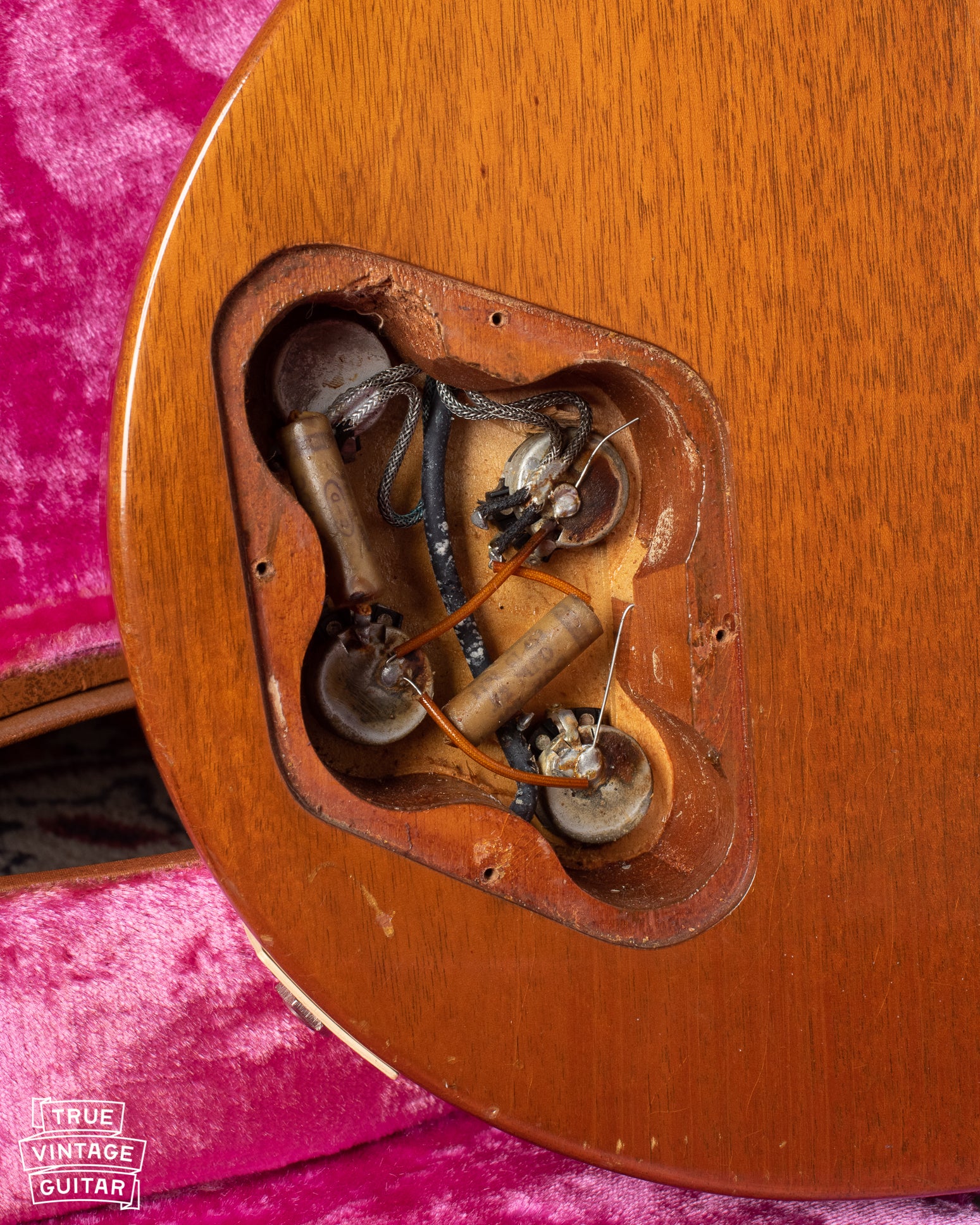 Control cavity with potentiometers and grey tiger capacitors