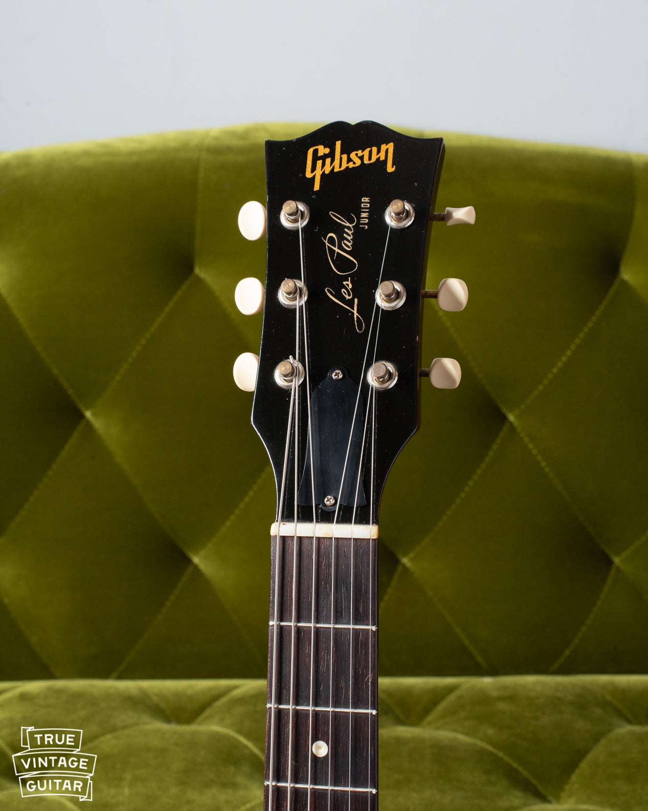 Front of the neck with black peghead of 1958 Gibson Les Paul Junior
