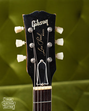 Headstock, Vintage 1955 Gibson Les Paul Model Goldtop factory refinish update 1969