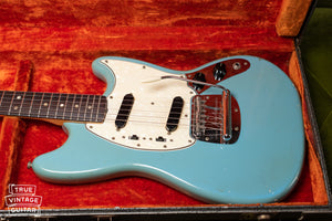 Original case, Vintage 1966 Fender Mustang Blue